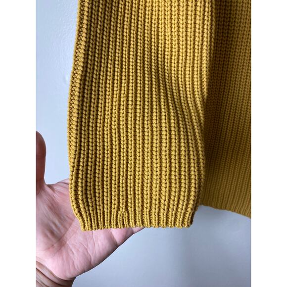 JENNI KAYNE SWEATER FISHERMAN ORGANIC COTTON MUSTARD MARIGOLD KNIT LONGLINE - Picture 9 of 13